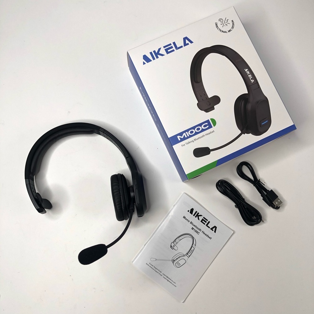 AIKELA Bluetooth Wireless Microphone Work Home Office Handsfree Black Headset